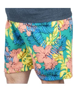 Short Estampado Tactel Elastano Extra Grande Plus Size flor Turquesa